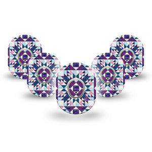 ExpressionMed Quilted Dexcom G7 Mini Tape, Dexcom Stelo Glucose Biosensor System, 5-Pack Tape and 5-Pack Sticker, Multi-colored Coverlet, Patch Continuous Glucose Monitor Design