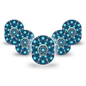 ExpressionMed Dot Art Dexcom G7 Mini Tape, Dexcom Stelo Glucose Biosensor System, 5-Pack Tape and 5-Pack Sticker, Multicolored Circle Art, Patch Continuous Glucose Monitor Design