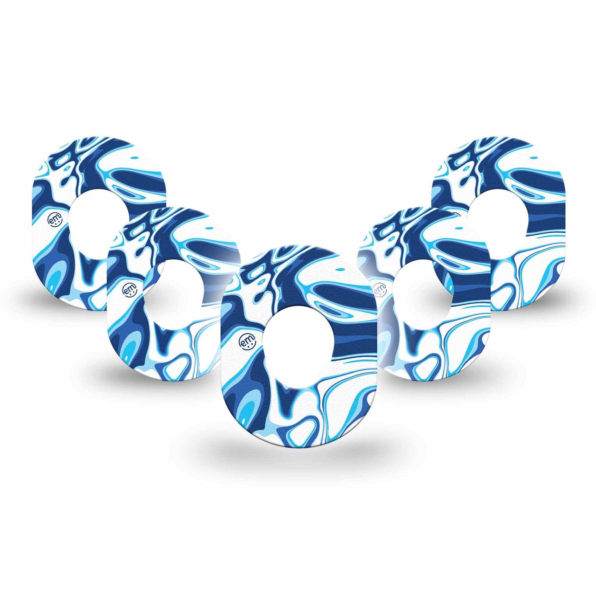 ExpressionMed Blue Marble Dexcom G7 Mini Tape 5-Pack Swirl Pattern, CGM Adhesive Patch Design, Dexcom Stelo Glucose Biosensor System