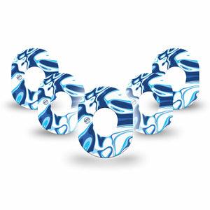 ExpressionMed Blue Marble Dexcom G7 Mini Tape 5-Pack Swirl Pattern, CGM Adhesive Patch Design, Dexcom Stelo Glucose Biosensor System