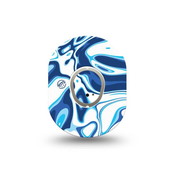 ExpressionMed Blue Marble Dexcom G7 Mini Tape, Single Sticker and Tape, Whirling Colors, CGM Plaster Patch Design, Dexcom Stelo Glucose Biosensor System
