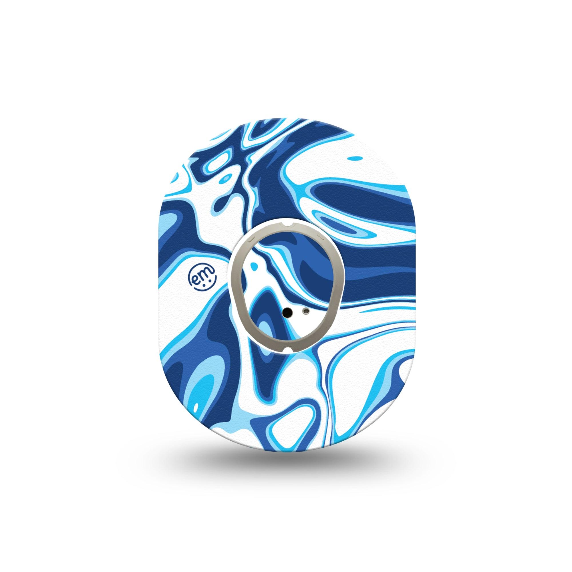 ExpressionMed Blue Marble Dexcom G7 Mini Tape, Single Sticker and Tape, Whirling Colors, CGM Plaster Patch Design, Dexcom Stelo Glucose Biosensor System