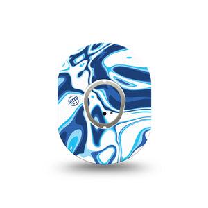 ExpressionMed Blue Marble Dexcom G7 Mini Tape, Single Sticker and Tape, Whirling Colors, CGM Plaster Patch Design, Dexcom Stelo Glucose Biosensor System