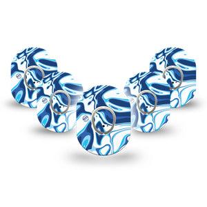 ExpressionMed Blue Marble Dexcom G7 Mini Tape 5-Pack Stickers and Tapes, Swirl Pattern, CGM Adhesive Patch Design, Dexcom Stelo Glucose Biosensor System