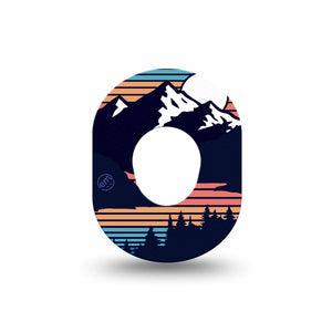 ExpressionMed Retro Mountain Dexcom G7 Mini Tape,Dexcom Stelo Glucose Biosensor System, Single Tape, Sunrise Mountain, Plaster Patch Design, Dexcom Stelo Glucose Biosensor System