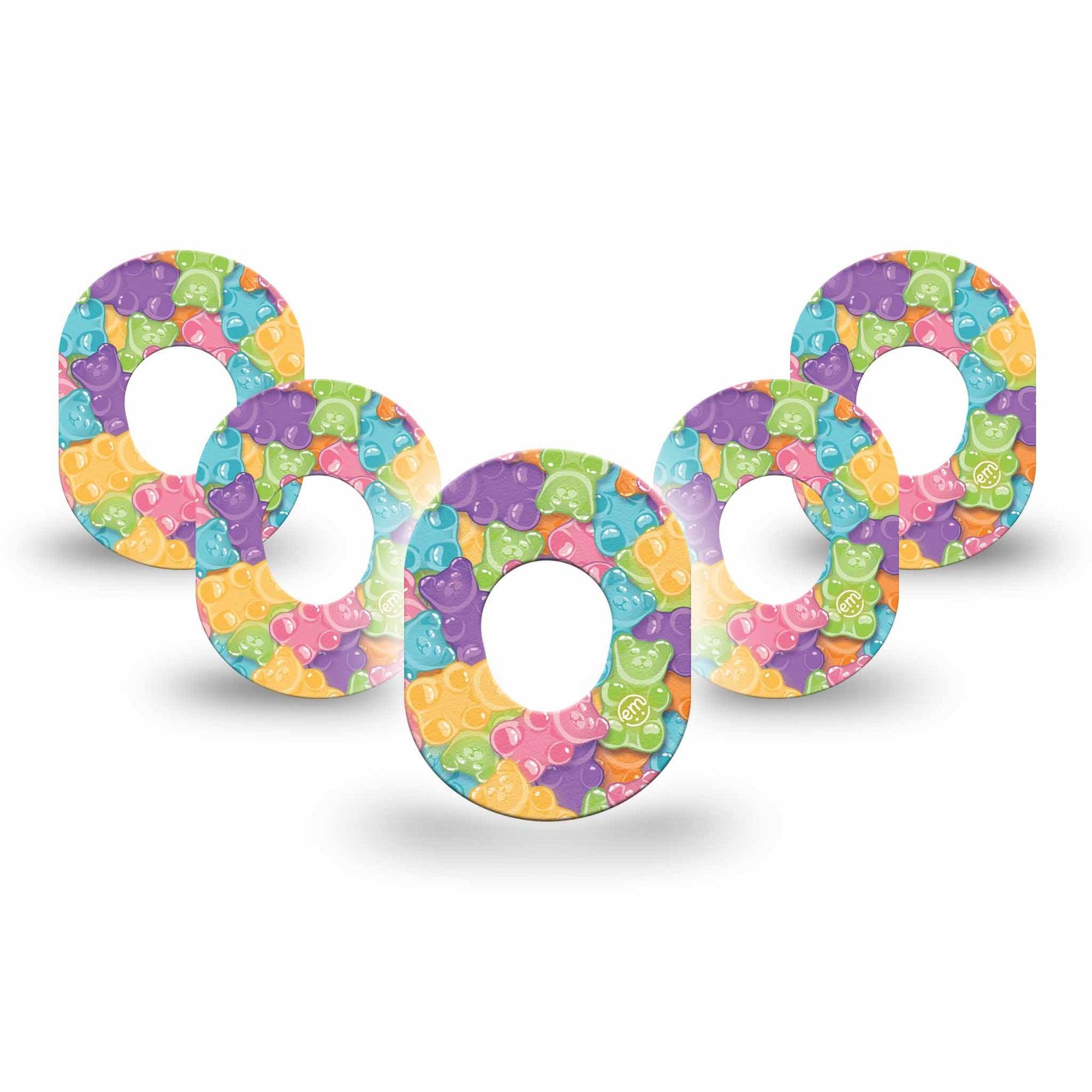 ExpressionMed Gummy Bears Dexcom G7 Mini Tape, Dexcom Stelo Glucose Biosensor System, 5-Pack Tape, Gummy Candies, CGM Overlay Patch Design, Dexcom Stelo Glucose Biosensor System