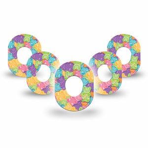 ExpressionMed Gummy Bears Dexcom G7 Mini Tape, Dexcom Stelo Glucose Biosensor System, 5-Pack Tape, Gummy Candies, CGM Overlay Patch Design, Dexcom Stelo Glucose Biosensor System