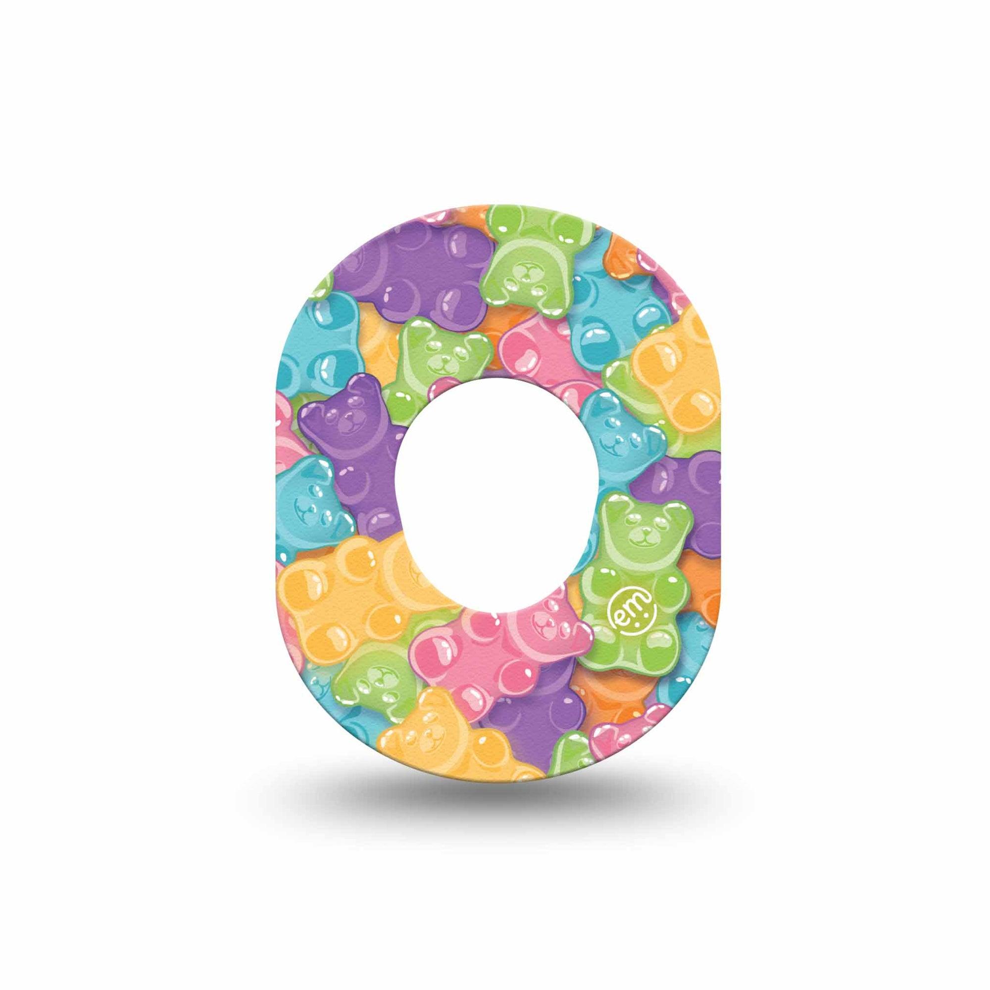 ExpressionMed Gummy Bears Dexcom G7 Mini Tape, Dexcom Stelo Glucose Biosensor System, Single Tape, Colorful Treats, CGM Fixing Ring Patch Design, Dexcom Stelo Glucose Biosensor System