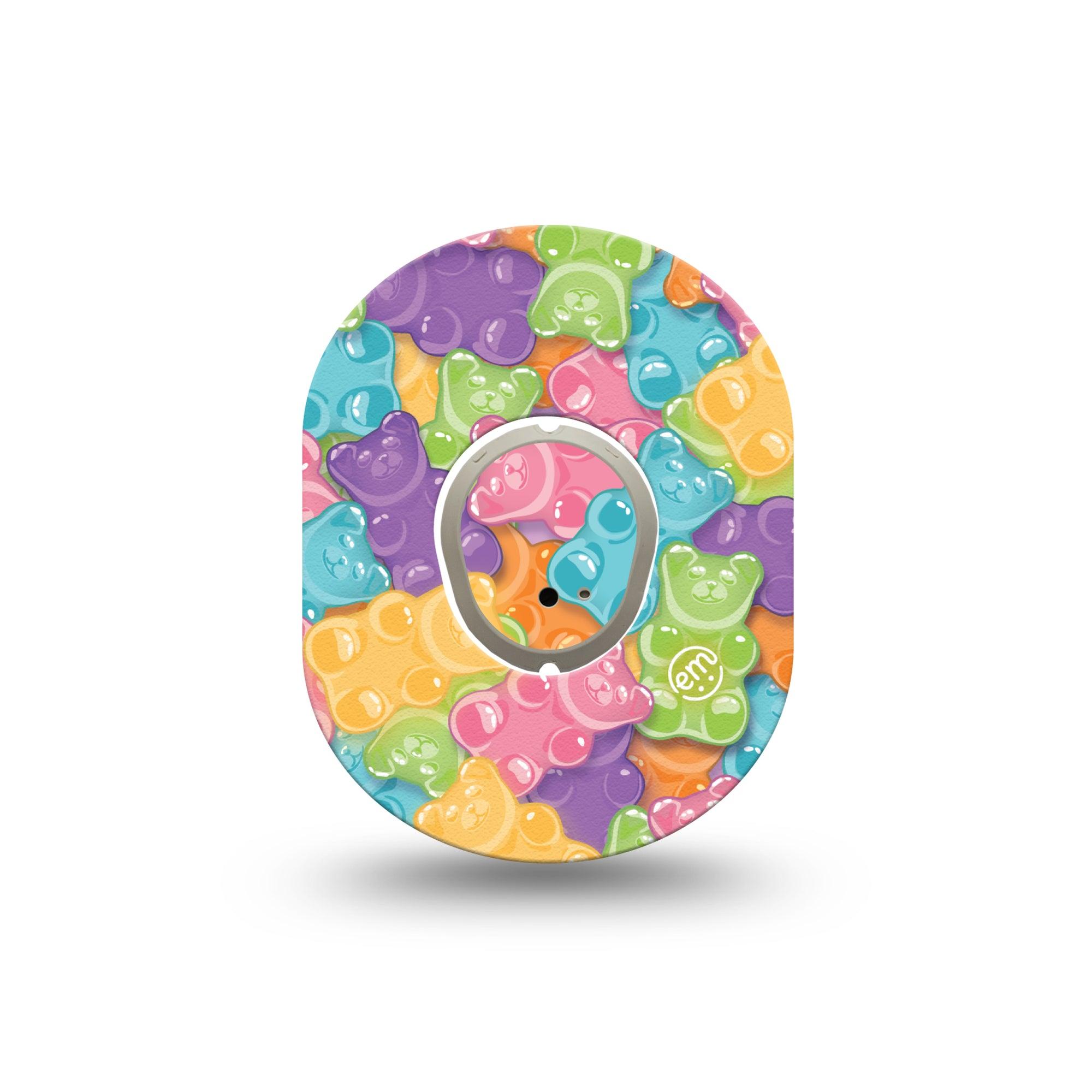 ExpressionMed Gummy Bears Dexcom G7 Mini Tape, Dexcom Stelo Glucose Biosensor System, Single Tape and Single Sticker, Colorful Treats, Patch Continuous Glucose Monitor Design