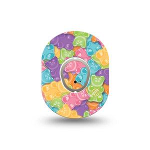ExpressionMed Gummy Bears Dexcom G7 Mini Tape, Dexcom Stelo Glucose Biosensor System, Single Tape and Single Sticker, Colorful Treats, Patch Continuous Glucose Monitor Design