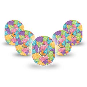 ExpressionMed Gummy Bears Dexcom G7 Mini Tape, Dexcom Stelo Glucose Biosensor System, 5-Pack Tape and 5-Pack Sticker, Gummy Candies, Patch Continuous Glucose Monitor Design