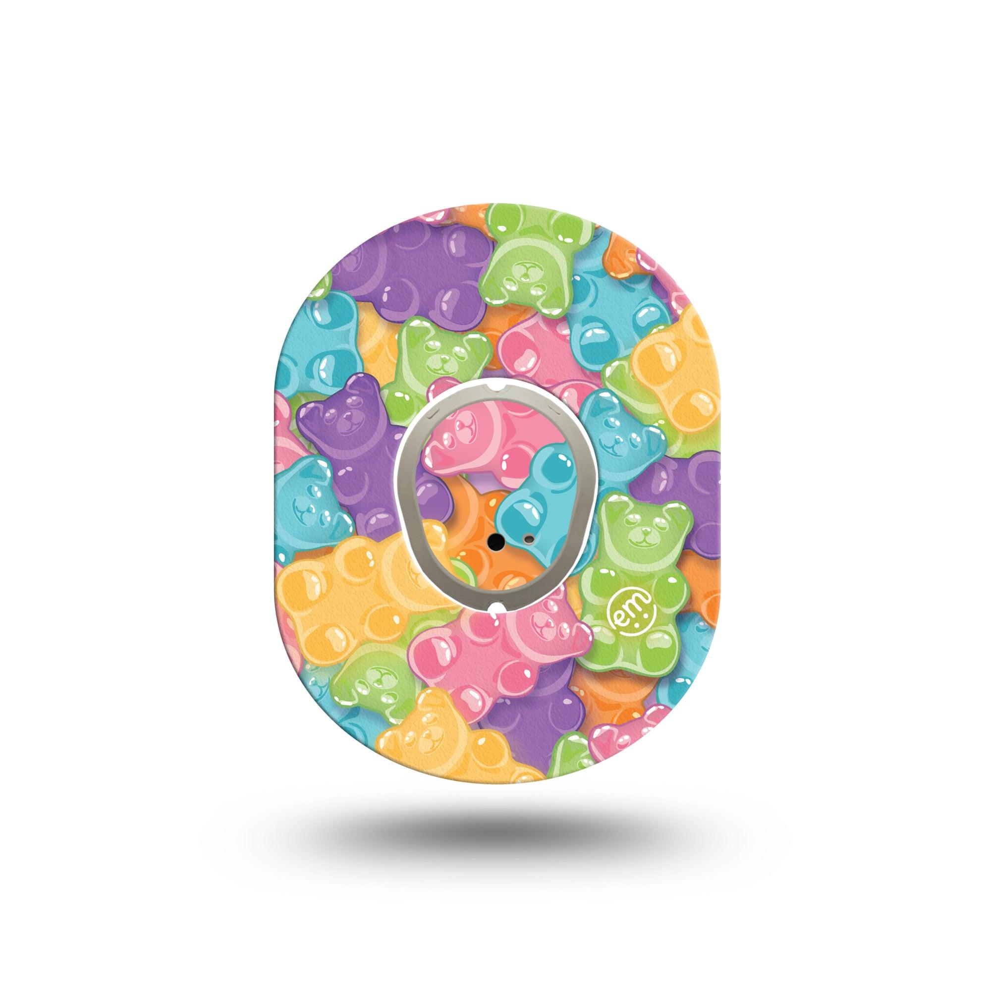 ExpressionMed Gummy Bears Dexcom G7 Mini Tape, Dexcom Stelo Glucose Biosensor System, Single Tape and Single Sticker, Colorful Treats, Patch Continuous Glucose Monitor Design