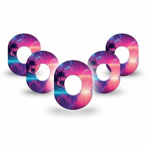 ExpressionMed Neon Synthwave Dexcom G7 Mini Tape, Dexcom Stelo Glucose Biosensor System, 5-Pack Tape, Psychedelic Retrowave, CGM Overlay Patch Design, Dexcom Stelo Glucose Biosensor System