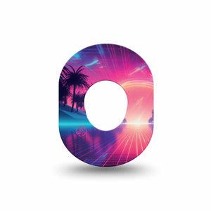 ExpressionMed Neon Synthwave Dexcom G7 Mini Tape, Dexcom Stelo Glucose Biosensor System, Single Tape Neon Retrowave, CGM Adhesive Patch Design, Dexcom Stelo Glucose Biosensor System