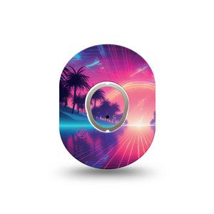 ExpressionMed Neon Synthwave Dexcom G7 Mini Tape, Dexcom Stelo Glucose Biosensor System, Single Tape and Single Sticker, Neon Retrowave, Patch Continuous Glucose Monitor Design