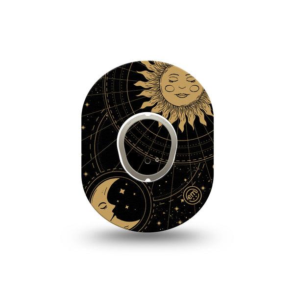 ExpressionMed Cosmic Vibes Dexcom G7 Mini Tape, Dexcom Stelo Glucose Biosensor System, Single Tape and Single Sticker, Beautiful Moon Art, Patch Continuous Glucose Monitor Design