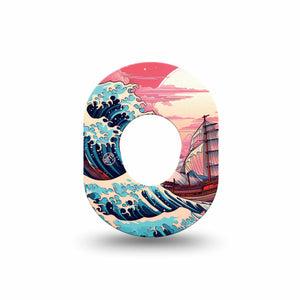 ExpressionMed Great Wave Dexcom G7 Mini Tape, Dexcom Stelo Glucose Biosensor System, Single Tape, Wavy Seas, CGM Overlay Patch Design, Dexcom Stelo Glucose Biosensor System