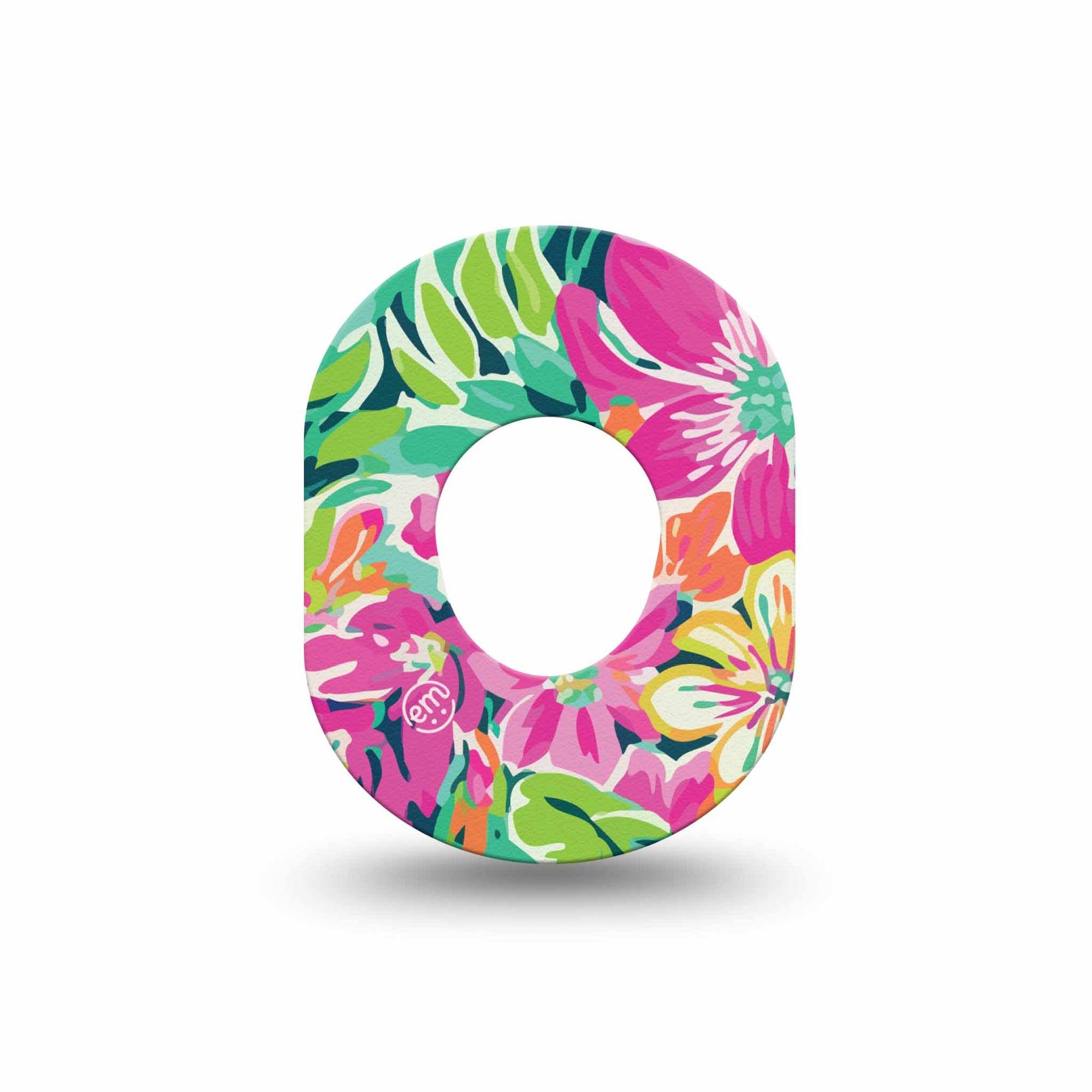 ExpressionMed Tropic Burst Dexcom G7 Mini Tape, Dexcom Stelo Glucose Biosensor System, Single Tape, Pastel Florals, CGM Plaster Patch Design, Dexcom Stelo Glucose Biosensor System