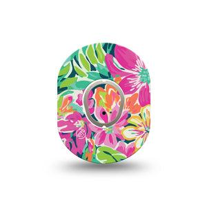 ExpressionMed Tropic Burst Dexcom G7 Mini Tape, Dexcom Stelo Glucose Biosensor System, Single Tape and Single Sticker, Pastel Florals, Patch Continuous Glucose Monitor Design