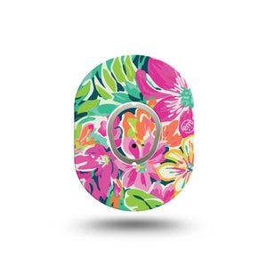 ExpressionMed Tropic Burst Dexcom G7 Mini Tape, Dexcom Stelo Glucose Biosensor System, Single Tape and Single Sticker, Pastel Florals, Patch Continuous Glucose Monitor Design
