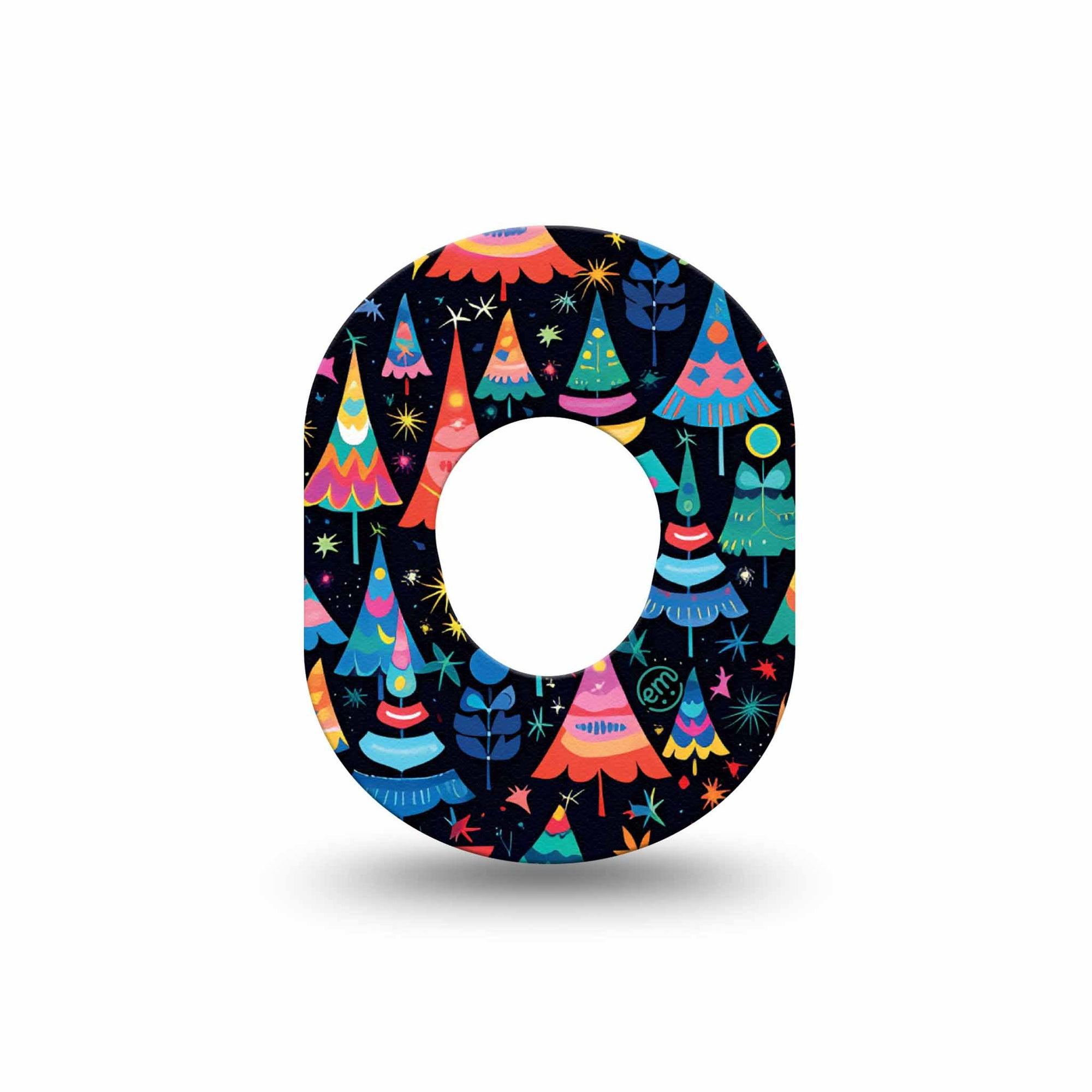 ExpressionMed Bright Trees Dexcom G7 Mini Tape, Dexcom Stelo Glucose Biosensor System, Single Tape, Colorful Winter Trees, CGM Adhesive Patch Design, Dexcom Stelo Glucose Biosensor System