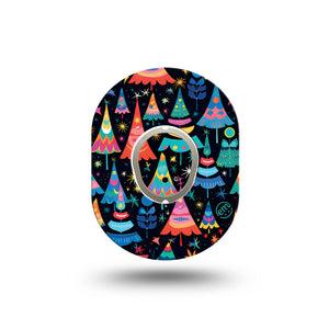 ExpressionMed Bright Trees Dexcom G7 Mini Tape, Dexcom Stelo Glucose Biosensor System, Single Tape and Single Sticker, Colorful Winter Trees, Patch Continuous Glucose Monitor Design