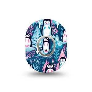 ExpressionMed Penguins Dexcom G7 Mini Tape, Dexcom Stelo Glucose Biosensor System, Single Tape and Single Sticker,Colony of Penguins, Patch Continuous Glucose Monitor Design