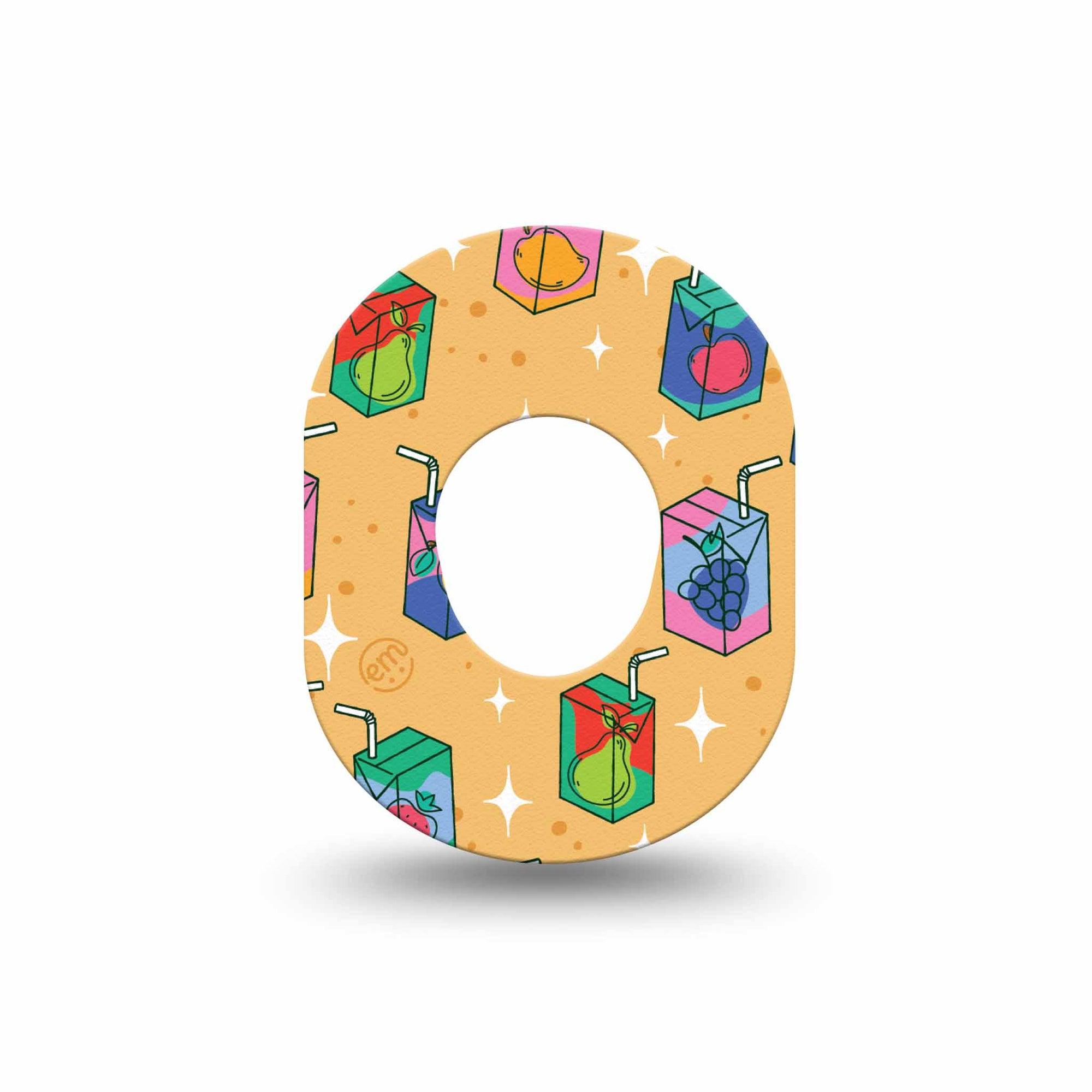 ExpressionMed Juicebox Dexcom G7 Mini Tape, Dexcom Stelo Glucose Biosensor System, Single Tape, Fruit Juice Design, CGM Overlay Patch Design, Dexcom Stelo Glucose Biosensor System