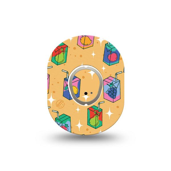 ExpressionMed Juicebox Dexcom G7 Mini Tape, Dexcom Stelo Glucose Biosensor System, Single Tape and Single Sticker, Fruit Juice Design, Patch Continuous Glucose Monitor Design