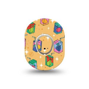 ExpressionMed Juicebox Dexcom G7 Mini Tape, Dexcom Stelo Glucose Biosensor System, Single Tape and Single Sticker, Fruit Juice Design, Patch Continuous Glucose Monitor Design