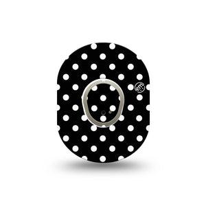 ExpressionMed Black and White Polka Dots Dexcom G7 Mini Tape, Dexcom Stelo Glucose Biosensor System, Single Tape and Single Sticker, Classic Polka Dot Fashion, Patch Continuous Glucose Monitor Design
