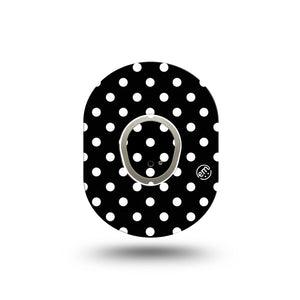 ExpressionMed Black and White Polka Dots Dexcom G7 Mini Tape, Dexcom Stelo Glucose Biosensor System, Single Tape and Single Sticker, Classic Polka Dot Fashion, Patch Continuous Glucose Monitor Design
