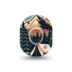 ExpressionMed Retro Camping Dexcom G7 Mini Tape, Dexcom Stelo Glucose Biosensor System, Single Tape and Single Sticker Retro Camp Tent Patch Continuous Glucose Monitor Design