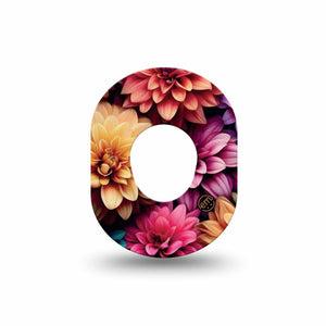 ExpressionMed Dahlia Bouquet Dexcom G7 Mini Tape, Dexcom Stelo Glucose Biosensor System, Single Tape, Dahlia Garden Inspiration Patch Continuous Glucose Monitor Design, Dexcom Stelo Glucose Biosensor System