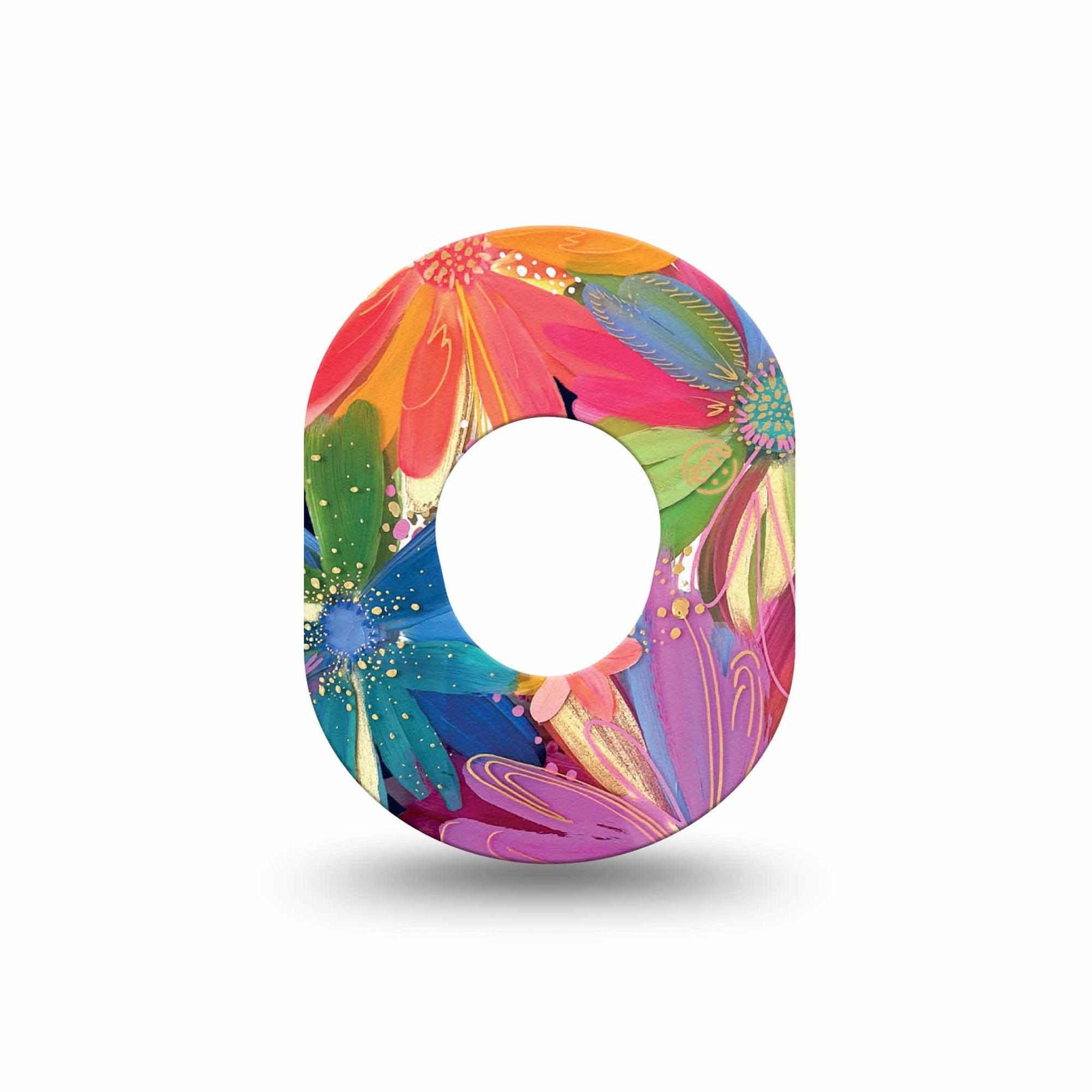 ExpressionMed Flower Song Dexcom G7 Mini Tape, Dexcom Stelo Glucose Biosensor System, Single Tape, Colorful Abstract by Etta Vee Patch Continuous Glucose Monitor Design, Dexcom Stelo Glucose Biosensor System