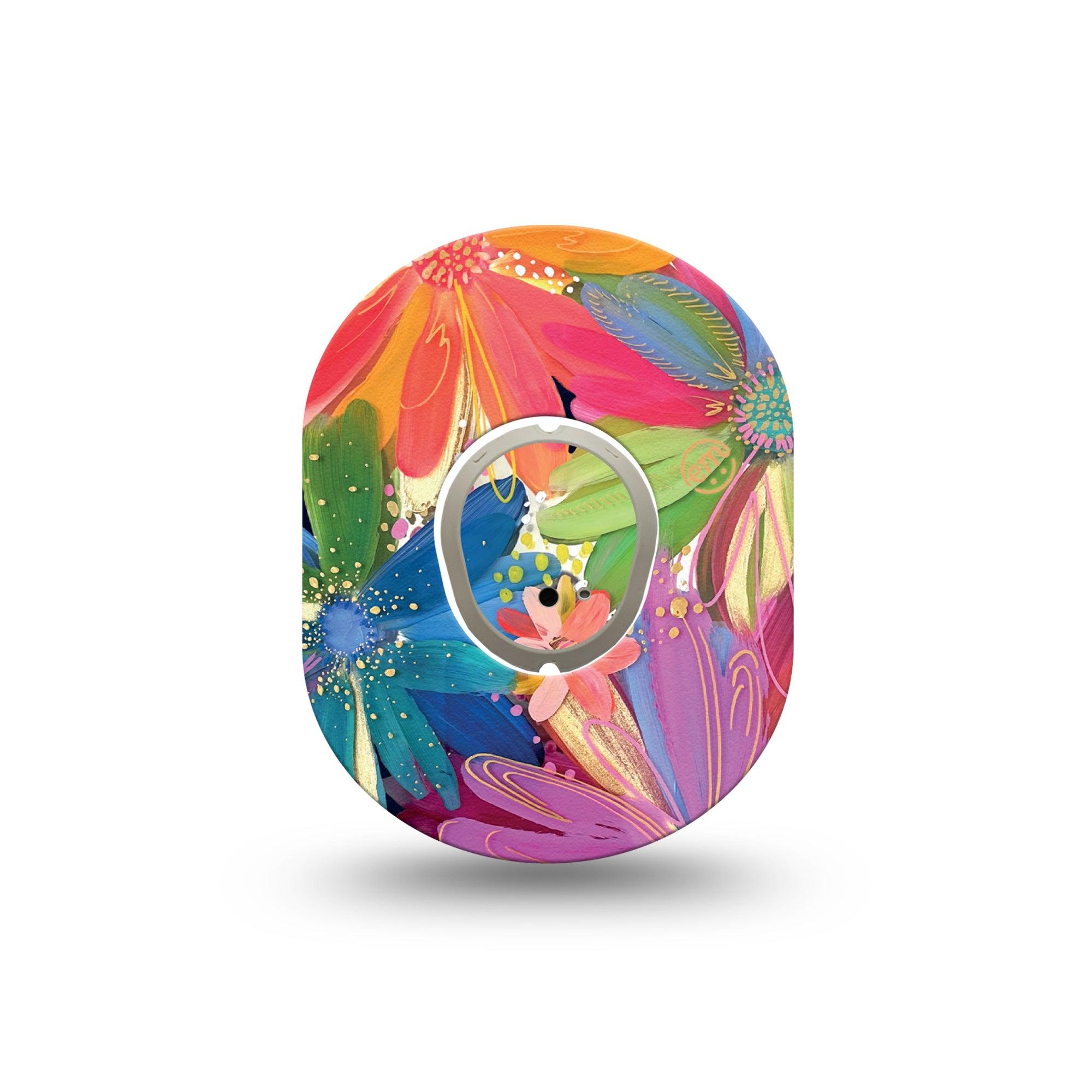 ExpressionMed Flower Song Dexcom G7 Mini Tape, Dexcom Stelo Glucose Biosensor System, Single Tape and Single Sticker, Colorful Abstract by Etta Vee, Patch Continuous Glucose Monitor Design