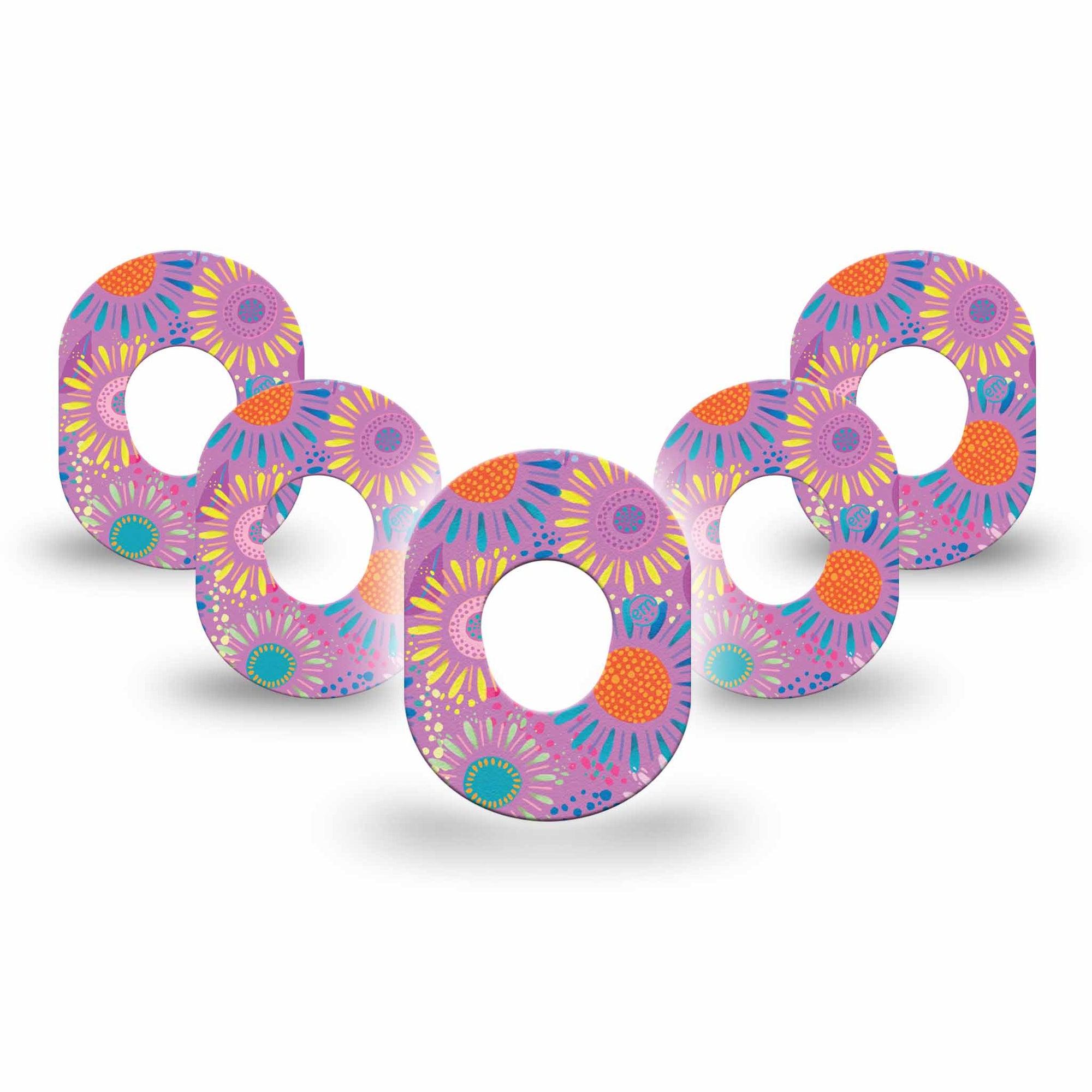 ExpressionMed Giant Daisies Dexcom G7 Mini Tape, Dexcom Stelo Glucose Biosensor System, 5-Pack Tape, Colorful Abstract by Etta Vee Patch Continuous Glucose Monitor Design, Dexcom Stelo Glucose Biosensor System