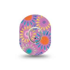 ExpressionMed Giant Daisies Dexcom G7 Mini Tape, Dexcom Stelo Glucose Biosensor System, Single Tape and Single Sticker, Painted Daisies by Etta Vee, Patch Continuous Glucose Monitor Design