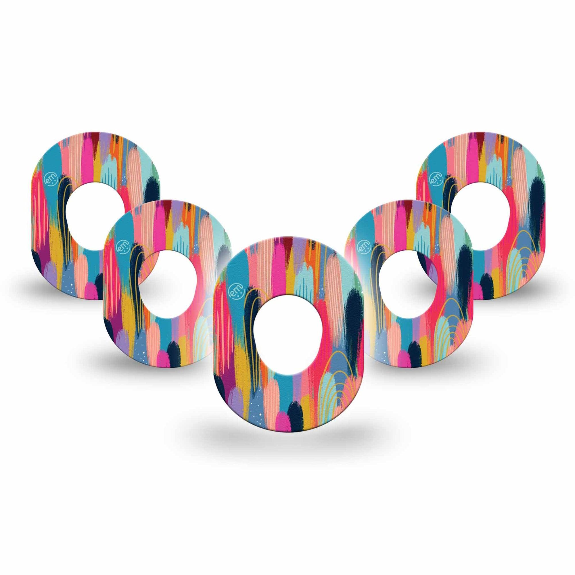 ExpressionMed Brush Strokes Dexcom G7 Mini Tape, Dexcom Stelo Glucose Biosensor System, 5-Pack Tape, Unique Etta Vee Creations Patch Continuous Glucose Monitor Design, Dexcom Stelo Glucose Biosensor System