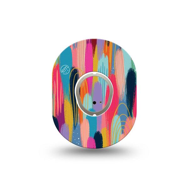 ExpressionMed Brush Strokes Dexcom G7 Mini Tape, Dexcom Stelo Glucose Biosensor System, Single Tape and Single Sticker, Modern Abstract art by Etta Vee, Patch Continuous Glucose Monitor Design