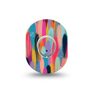 ExpressionMed Brush Strokes Dexcom G7 Mini Tape, Dexcom Stelo Glucose Biosensor System, Single Tape and Single Sticker, Modern Abstract art by Etta Vee, Patch Continuous Glucose Monitor Design