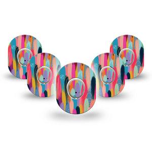 ExpressionMed Brush Strokes Dexcom G7 Mini Tape, Dexcom Stelo Glucose Biosensor System, 5-Pack Tape and 5-Pack Sticker, Unique Etta Vee Creations, Patch Continuous Glucose Monitor Design