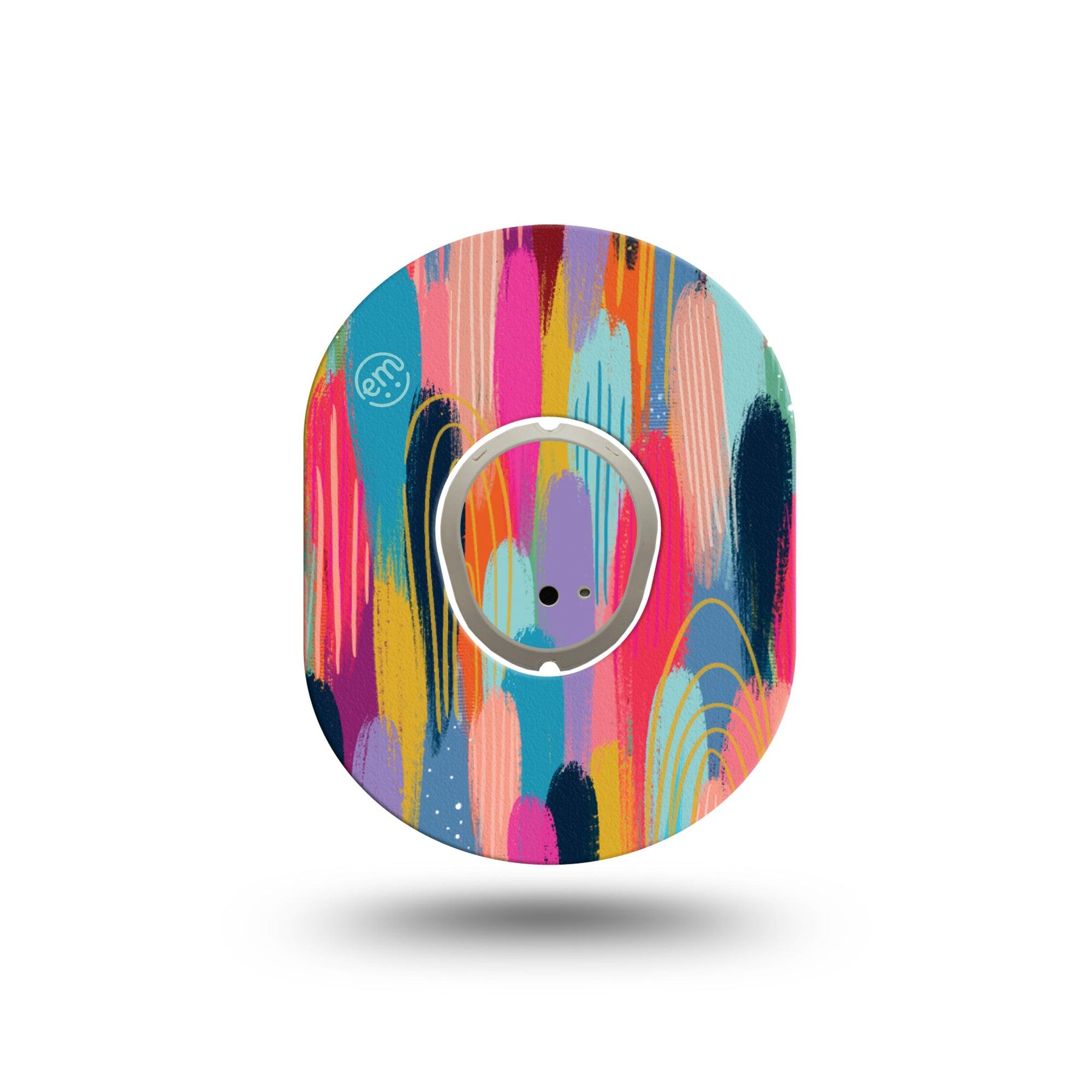 ExpressionMed Brush Strokes Dexcom G7 Mini Tape, Dexcom Stelo Glucose Biosensor System, Single Tape and Single Sticker, Modern Abstract art by Etta Vee, Patch Continuous Glucose Monitor Design