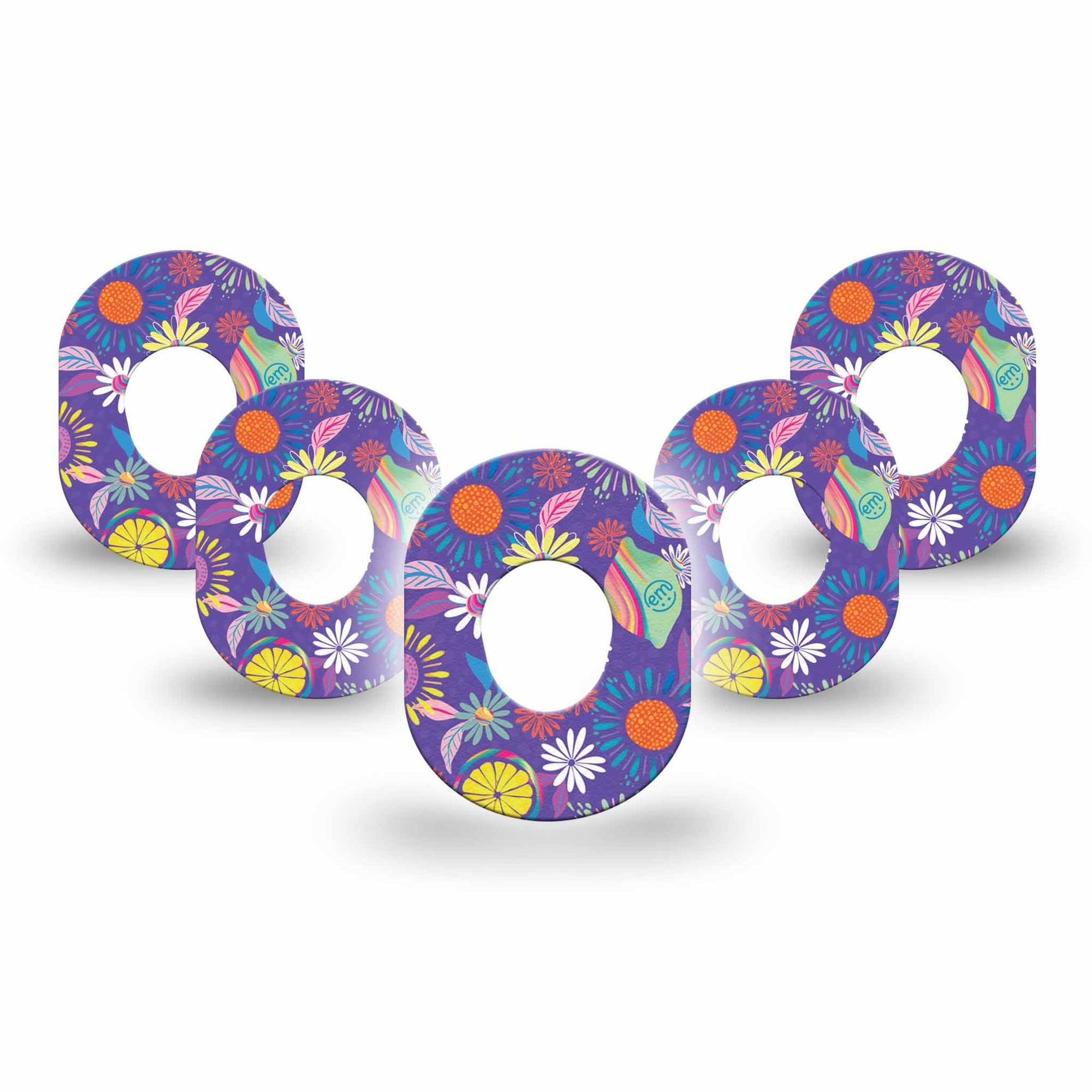 ExpressionMed Purple Flower Dexcom G7 Mini 5-Pack Colorful Abstract by Etta Vee Patch Continuous Glucose Monitor Design, Dexcom Stelo Glucose Biosensor System