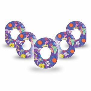 ExpressionMed Purple Flower Dexcom G7 Mini 5-Pack Colorful Abstract by Etta Vee Patch Continuous Glucose Monitor Design, Dexcom Stelo Glucose Biosensor System