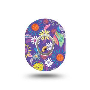 ExpressionMed Purple Flowers Dexcom G7 Mini Tape, Dexcom Stelo Glucose Biosensor System, Single Tape and Single Sticker, Modern Abstract art by Etta Vee, Patch Continuous Glucose Monitor Design