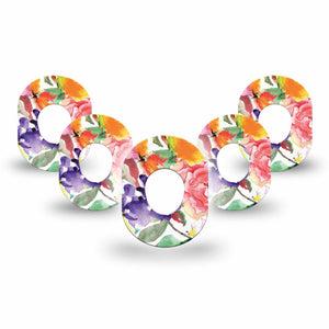 ExpressionMed Floral Art Dexcom G7 Mini Tape, Dexcom Stelo Glucose Biosensor System, 5-Pack Tape, Blossom Motif Patch Continuous Glucose Monitor Design, Dexcom Stelo Glucose Biosensor System