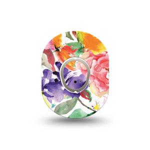 xpressionMed Floral Art Dexcom G7 Mini Tape, Dexcom Stelo Glucose Biosensor System, Single Tape and Single Sticker, Blossom Motif, Patch Continuous Glucose Monitor Design