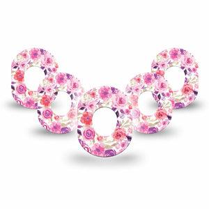 ExpressionMed Floral Art Dexcom G7 Mini Tape, Dexcom Stelo Glucose Biosensor System, 5-Pack Tape, Blossom Motif Patch Continuous Glucose Monitor Design, Dexcom Stelo Glucose Biosensor System