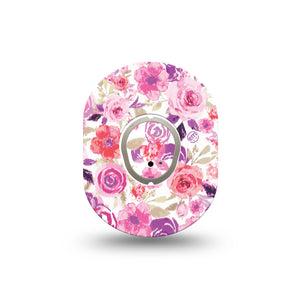 ExpressionMed Romantic Blooms Dexcom G7 Mini Tape, Dexcom Stelo Glucose Biosensor System, Single Tape and Single Sticker, Blossom Motif, Patch Continuous Glucose Monitor Design